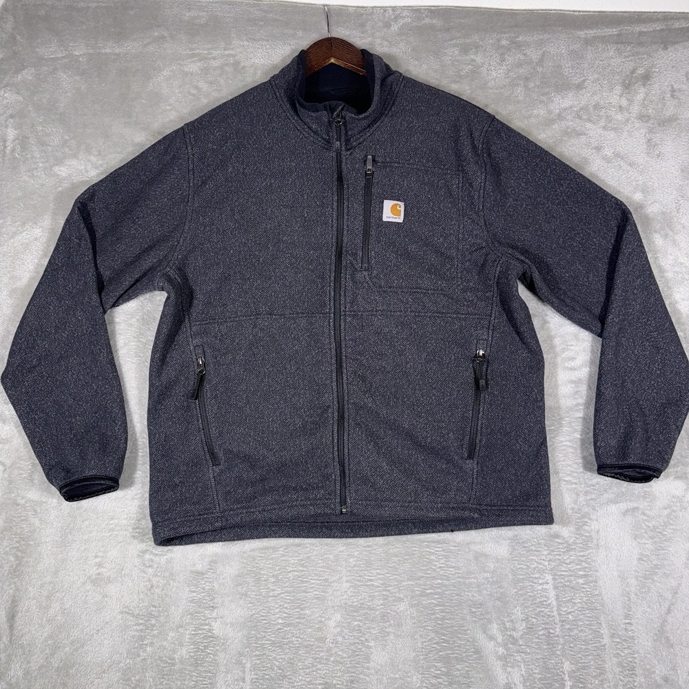 Carhartt‎ Mens Full Zip Sweatshirt Jacket Size L work Polyester Knit